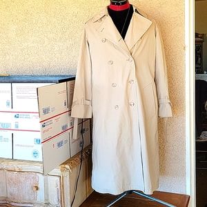 London Fog Double Breasted Tan Trenchcoat Rain Coat 8 Petite